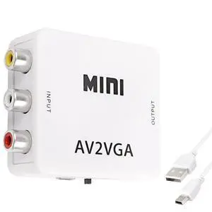 AV RCA to VGA Adapter Audio Video Converter,Composite AV to VGA +3.5mm TV Video Playing Adapter 1080p with USB Power Cable VCD DVD Projector TV Set Top Box AV RCA to VGA Adapter Audio Video Converter,Composite AV to VGA +3.5mm TV Video Playing Adapter 1080p with USB Power Cable VCD DVD Projector TV Set Top Box