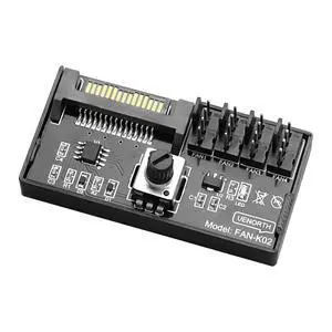 Cooling Fan Speed Knob Controller 12V 4 Pin PWM PC Chassis Fan Adapter Hub Power Supplied with SATA Interface for 4 Fans -1 PCS Cooling Fan Speed Knob Controller 12V 4 Pin PWM PC Chassis Fan Adapter Hub Power Supplied with SATA Interface for 4 Fans -1 PCS