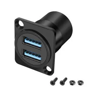 USB 3.0 Panel Threaded Fixed Mount Adapter Dual USB Type-A Panel Mount Socket Female to Female with Anti-loosening Gasket 2-Port USB A Through Connector for Data Transfer/Charging (D-Type) USB 3.0 Panel Threaded Fixed Mount Adapter Dual USB Type-A Panel Mount Socket Female to Female with Anti-loosening Gasket 2-Port USB A Through Connector for Data Transfer/Charging (D-Type)