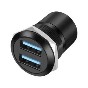 USB 3.0 Panel Threaded Fixed Mount Adapter Dual USB Type-A Panel Mount Socket Female to Female with Anti-loosening Gasket 2-Port USB A Through Connector for Data Transfer/Charging (Round) USB 3.0 Panel Threaded Fixed Mount Adapter Dual USB Type-A Panel Mount Socket Female to Female with Anti-loosening Gasket 2-Port USB A Through Connector for Data Transfer/Charging (Round)