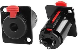 1/4" 6.35mm Stereo Socket Audio Jack Adapter Connector 6.35mm TS/TRS Female Socket Panel Mount with Locking Style D Series Size for Microphone Speaker Amplifier Mixer -2 Pack 1/4" 6.35mm Stereo Socket Audio Jack Adapter Connector 6.35mm TS/TRS Female Socket Panel Mount with Locking Style D Series Size for Microphone Speaker Amplifier Mixer -2 Pack