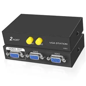 VGA Switch Box 2 in 1 Out VGA Audio Video Switcher Splitter Dual Monitor 1080P 2 Port VGA Video Sharing Selector Adapter Support VGA, XVGA, SVGA, UXGA VGA Monitor Switch for PC, Projector, TV VGA Switch Box 2 in 1 Out VGA Audio Video Switcher Splitter Dual Monitor 1080P 2 Port VGA Video Sharing Selector Adapter Support VGA, XVGA, SVGA, UXGA VGA Monitor Switch for PC, Projector, TV