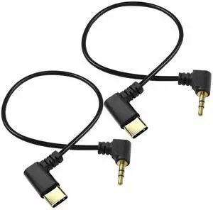 Type C to 2.5mm Audio Cable USB C Male to 2.5mm TRS 3 Pole Male AUX 90 Degree Right Angle Headphone Jack Replacement Extension Cable Gold Connector Plated- 29cm/11inch 2Pcs Type C to 2.5mm Audio Cable USB C Male to 2.5mm TRS 3 Pole Male AUX 90 Degree Right Angle Headphone Jack Replacement Extension Cable Gold Connector Plated- 29cm/11inch 2Pcs