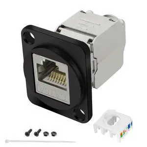 CAT6A D-Type Panel Mount Connector Shielded RJ45 CAT6A Coupler Toolless Keystone Jack Snap-in Closure Module Patch Cable Network Ethernet Interface Adapter for Cat6/Cat5/Cat5e CAT6A D-Type Panel Mount Connector Shielded RJ45 CAT6A Coupler Toolless Keystone Jack Snap-in Closure Module Patch Cable Network Ethernet Interface Adapter for Cat6/Cat5/Cat5e