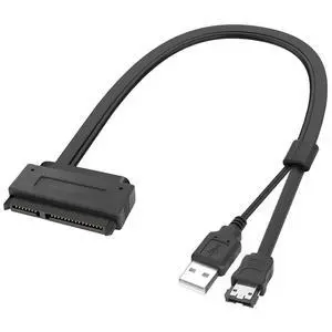SATA 22Pin to e-SATA Hard Disk Drive Data Transfer Adapter Cable with USB Powered Cable for 2.5" SATA HDD SSD BLU-RAY DVD CD-ROM DVD+RW Devices - 45CM/17.7INCH SATA 22Pin to e-SATA Hard Disk Drive Data Transfer Adapter Cable with USB Powered Cable for 2.5" SATA HDD SSD BLU-RAY DVD CD-ROM DVD+RW Devices - 45CM/17.7INCH