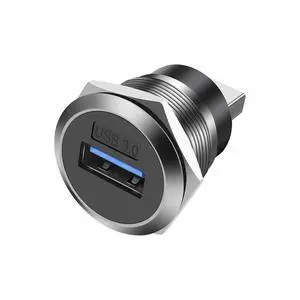 5Gbps USB 3.0 Panel Mount Threaded Fixed Round Coupler Adapter Connector Type-A Female to Male Pass Through Bulkhead Socket Converter for Data Transfer & Charging -1 PCS (Sliver) 5Gbps USB 3.0 Panel Mount Threaded Fixed Round Coupler Adapter Connector Type-A Female to Male Pass Through Bulkhead Socket Converter for Data Transfer & Charging -1 PCS (Sliver)