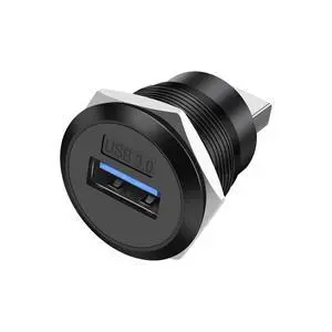 5Gbps USB 3.0 Panel Mount Threaded Fixed Round Coupler Adapter Connector Type-A Female to Male Pass Through Bulkhead Socket Converter for Data Transfer & Charging -1 PCS (Black) 5Gbps USB 3.0 Panel Mount Threaded Fixed Round Coupler Adapter Connector Type-A Female to Male Pass Through Bulkhead Socket Converter for Data Transfer & Charging -1 PCS (Black)