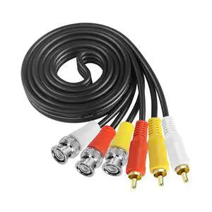 BNC to RCA Video Audio Cable Coaxial Cable 3 BNC Male to 3 RCA Male Gold Plated Connector Coupler Coaxial AV Connector Adapter for Camera DVR CCTV Surveillance Systems - 1.5M BNC to RCA Video Audio Cable Coaxial Cable 3 BNC Male to 3 RCA Male Gold Plated Connector Coupler Coaxial AV Connector Adapter for Camera DVR CCTV Surveillance Systems - 1.5M