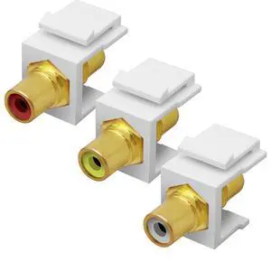 RCA Keystone Jack Inserts Connector Socket Female to Female Gold Plated RCA Inline Coupler Wall Jack Modular Adapter for Wall Plate Outlet Panel Mount - White RCA Keystone Jack Inserts Connector Socket Female to Female Gold Plated RCA Inline Coupler Wall Jack Modular Adapter for Wall Plate Outlet Panel Mount - White