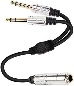 6.35mm 1/4 TRS Headphone Splitter Cable,1/4 inch TRS Female to Dual Stereo Male Plug Y Splitter Audio Extension Adapter Cable with Gold Plated for Amplifiers,Guitar and More- 50CM/1.6FT 6.35mm 1/4 TRS Headphone Splitter Cable,1/4 inch TRS Female to Dual Stereo Male Plug Y Splitter Audio Extension Adapter Cable with Gold Plated for Amplifiers,Guitar and More- 50CM/1.6FT