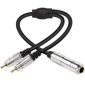 6.35mm to 2 RCA Splitter Cable, 6.5mm 1/4" Female TRS to Dual RCA Male Stereo Audio Connector Wire Adapter-50cm/19.6Inch 6.35mm to 2 RCA Splitter Cable, 6.5mm 1/4" Female TRS to Dual RCA Male Stereo Audio Connector Wire Adapter-50cm/19.6Inch