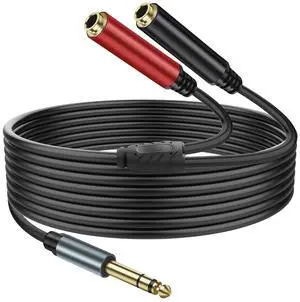 1/4 6.35mm TRS Stereo Y Splitter 1 to 2 Headphone Microphone Splitter Cable 1/4 inch TRS Male to Dual Female Audio Jack Extension Cord Gold Plated Plug for Guitar Mixer Speaker-2M/6.5FT 1/4 6.35mm TRS Stereo Y Splitter 1 to 2 Headphone Microphone Splitter Cable 1/4 inch TRS Male to Dual Female Audio Jack Extension Cord Gold Plated Plug for Guitar Mixer Speaker-2M/6.5FT