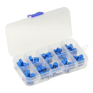 40Pcs 1K 2K 5K 10K 20K 50K 100K 500K Ohm 1M 500R 3386P Trim Potentiometer Kit with Blue Knobs Breadboard Compatible Variable Resistors 40Pcs 1K 2K 5K 10K 20K 50K 100K 500K Ohm 1M 500R 3386P Trim Potentiometer Kit with Blue Knobs Breadboard Compatible Variable Resistors