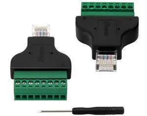 DTECH 2-Pack RJ45 Breakout Board Connector Solderless RJ45 Male to 8 Pin Screw Terminal Adapter 8p8c 568B Standard Network Block for CCTV Digital DVR Cable Extension Ethernet Cat 5e Cat6 Extender DTECH 2-Pack RJ45 Breakout Board Connector Solderless RJ45 Male to 8 Pin Screw Terminal Adapter 8p8c 568B Standard Network Block for CCTV Digital DVR Cable Extension Ethernet Cat 5e Cat6 Extender