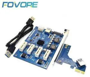 1 to 4 PCI-E X16 Expansion Kit 1 to 4 Port PCI Express Switch Multiplier HUB 6pin sata USB Riser Card for BTC Miner Mining 1 to 4 PCI-E X16 Expansion Kit 1 to 4 Port PCI Express Switch Multiplier HUB 6pin sata USB Riser Card for BTC Miner Mining