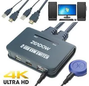 2 Ports HDMI KVM Switch Keyboard Mouse Splitter Box With HDMI & USB Cables Support 4K×2K@30Hz For Linux, Windows, Mac 2 Ports HDMI KVM Switch Keyboard Mouse Splitter Box With HDMI & USB Cables Support 4K×2K@30Hz For Linux, Windows, Mac