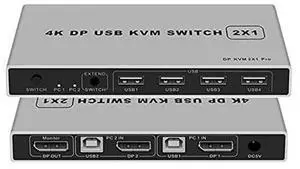 2 Port Displayport KVM Switch 4K@60Hz, BolAAzuL Dual-Port Displayport DP 1.2 KVM Switcher 2X1 4KX2K@60Hz 2K(2560X1440)@144Hz Supports USB DP 2 in 1 Out 2 Port Displayport KVM Switch 4K@60Hz, BolAAzuL Dual-Port Displayport DP 1.2 KVM Switcher 2X1 4KX2K@60Hz 2K(2560X1440)@144Hz Supports USB DP 2 in 1 Out