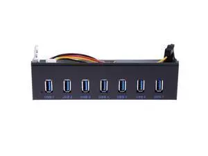 3.0 7 Ports 5.25 Inch Metal Front Panel USB Hub with 15 Pin SATA Power Connector USB 3.0 19-pin Header Adapter Cable 3.0 7 Ports 5.25 Inch Metal Front Panel USB Hub with 15 Pin SATA Power Connector USB 3.0 19-pin Header Adapter Cable