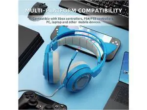 G951s Blue Stereo Gaming Headset with Mic for PS4,Xbox,PC,Mobile Phone,3.5mm Noise Reduction Cat Ear Headphones Lightweight Over Ear Headphones G951s Blue Stereo Gaming Headset with Mic for PS4,Xbox,PC,Mobile Phone,3.5mm Noise Reduction Cat Ear Headphones Lightweight Over Ear Headphones