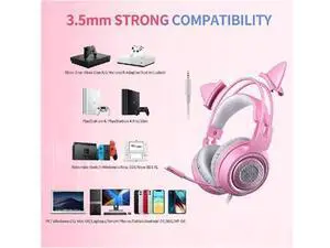 G951s Pink Stereo Gaming Headset with Mic for PS4,Xbox,PC,Mobile Phone,3.5mm Noise Reduction Cat Ear Headphones Lightweight Over Ear Headphones G951s Pink Stereo Gaming Headset with Mic for PS4,Xbox,PC,Mobile Phone,3.5mm Noise Reduction Cat Ear Headphones Lightweight Over Ear Headphones