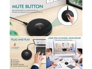 USB Conference Microphone for Computer, 360Omnidirectional Condenser PC Mic Pick Up Voice 10ft,One-Key Mute,Plug & Play Laptop Desktop Microphone for Video Meeting,Skype,Zoom,Gaming(Windows/Mac OS) USB Conference Microphone for Computer, 360Omnidirectional Condenser PC Mic Pick Up Voice 10ft,One-Key Mute,Plug & Play Laptop Desktop Microphone for Video Meeting,Skype,Zoom,Gaming(Windows/Mac OS)