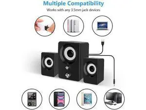 Computer Speakers, Maboo 3.5mm Jack PC Speakers Wired with Subwoofer, USB Powered Multimedia 2.1 Channel for Desktop, Windows, Laptop, Tablets, Smartphone, PC Black (Speaker 2.1) Computer Speakers, Maboo 3.5mm Jack PC Speakers Wired with Subwoofer, USB Powered Multimedia 2.1 Channel for Desktop, Windows, Laptop, Tablets, Smartphone, PC Black (Speaker 2.1)