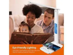 Corn Desk Lamp, LED Desk Lamp with Wireless Charger, USB Charging Port, Table Lamp with Clock, Alarm, Date, Temperature, Office Lamp, Desk Lamps for Home Office, White Corn Desk Lamp, LED Desk Lamp with Wireless Charger, USB Charging Port, Table Lamp with Clock, Alarm, Date, Temperature, Office Lamp, Desk Lamps for Home Office, White