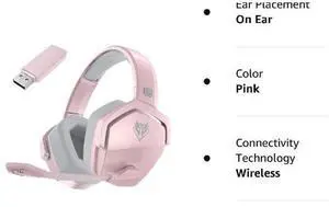 Corn G06 Wireless Gaming Headset for PS5, PS4, PC Games, 2.4GHz Ultra-Low Latency, Bluetooth 5.0, Soft Memory Earmuffs (Pink) Corn G06 Wireless Gaming Headset for PS5, PS4, PC Games, 2.4GHz Ultra-Low Latency, Bluetooth 5.0, Soft Memory Earmuffs (Pink)