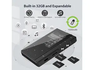 32GB MP3 Player with Bluetooth 5.0, Portable Music Player MP3 with Speaker, Metal Body & Glass Back, HiFi Sound with FM Radio, Voice Recorder, E-Book, Support Micro SD Card up to 256GB 32GB MP3 Player with Bluetooth 5.0, Portable Music Player MP3 with Speaker, Metal Body & Glass Back, HiFi Sound with FM Radio, Voice Recorder, E-Book, Support Micro SD Card up to 256GB