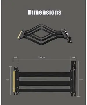 PCIe 5.0 Riser Cable for RTX5090 RTX4090 RX9070 RX7900, Compatible with PCIe 5.0/4.0/3.0 GPUs, 90 Degree Right Angle for Vertical GPU Mount PCIe 5.0 Riser Cable for RTX5090 RTX4090 RX9070 RX7900, Compatible with PCIe 5.0/4.0/3.0 GPUs, 90 Degree Right Angle for Vertical GPU Mount
