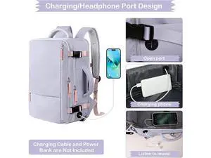 Corn Extra Large Travel Backpack for Women as Person Item Flight Approved, 40L Carry On Backpack, 17 Inch Laptop Backpack, Waterproof Backpack, Hiking Backpack, Casual Bag Backpack(Gray Purple) Corn Extra Large Travel Backpack for Women as Person Item Flight Approved, 40L Carry On Backpack, 17 Inch Laptop Backpack, Waterproof Backpack, Hiking Backpack, Casual Bag Backpack(Gray Purple)