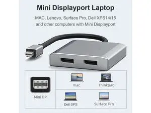 Mini Displayport to Dual Displayport Splitter Dual 4K@60Hz Resolution,mDP to 2 Displayport Hub Multi Stream Transport Support 4K Resolution for Windows and Mac System Mini Displayport to Dual Displayport Splitter Dual 4K@60Hz Resolution,mDP to 2 Displayport Hub Multi Stream Transport Support 4K Resolution for Windows and Mac System