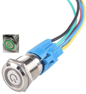 Latching Pushbutton Switch 16mm 5/8" 12V-24V 5A Power Angel Eye LED Light Metal Latching Pushbutton Switch 16mm 5/8" 12V-24V 5A Power Angel Eye LED Light Metal