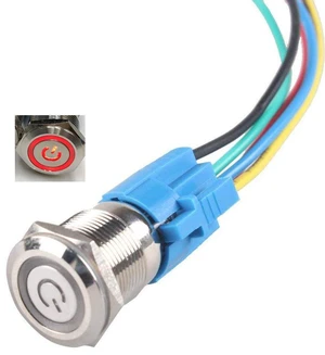 Latching Pushbutton Switch 16mm 5/8" 12V-24V 5A Power Angel Eye LED Light Metal Latching Pushbutton Switch 16mm 5/8" 12V-24V 5A Power Angel Eye LED Light Metal