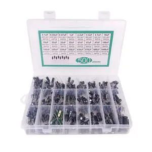 500pcs Electrolytic Capacitor Assortment Kit Box 0.1uF-1000uF 24 Values Mixed DIP Electrolytic Capacitors Kit 10V 16V 25V 50V with Transparent Storage Box 500pcs Electrolytic Capacitor Assortment Kit Box 0.1uF-1000uF 24 Values Mixed DIP Electrolytic Capacitors Kit 10V 16V 25V 50V with Transparent Storage Box