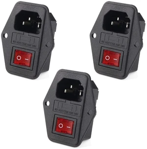 3pcs AC 250V 10A 3 Terminal Power Socket with Fuse Holder Case ON/OFF Switch Arc 3pcs AC 250V 10A 3 Terminal Power Socket with Fuse Holder Case ON/OFF Switch Arc
