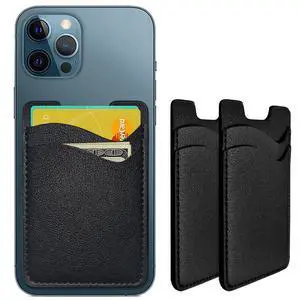 Phone Card Holder, Leather Phone Wallet Stick On Card Holder Back of Phone | Credit Card Holder for Phone Case Compatible with Most of Cell Phone (, ) - 2Pack Black Phone Card Holder, Leather Phone Wallet Stick On Card Holder Back of Phone | Credit Card Holder for Phone Case Compatible with Most of Cell Phone (, ) - 2Pack Black