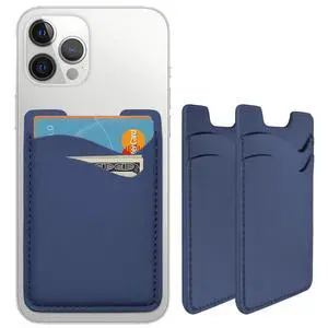 Phone Wallet, Leather Phone Card Holder, Stretchy Card Holder Back of Phone | Credit Card Holder for Phone Case Compatible with Most of Cell Phone (, ) - 2Pack Navy Blue Phone Wallet, Leather Phone Card Holder, Stretchy Card Holder Back of Phone | Credit Card Holder for Phone Case Compatible with Most of Cell Phone (, ) - 2Pack Navy Blue