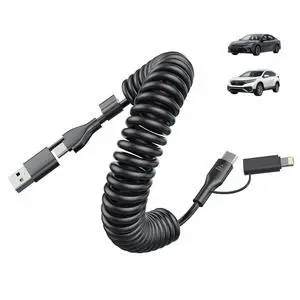 Carplay 4-in-1 Coiled USBA/Type C to USB-C/Lightning Multi Charge Cable for Carplay& Android Auto,60W Fast Charge&Data Sync Car Charger Cord for 15/14/13/12,,Android-Black Carplay 4-in-1 Coiled USBA/Type C to USB-C/Lightning Multi Charge Cable for Carplay& Android Auto,60W Fast Charge&Data Sync Car Charger Cord for 15/14/13/12,,Android-Black