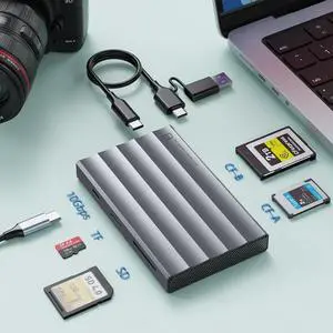 4 in 1 Type A+Type B CFexpress Card ReaderUSB 3.2 Gen 2 UHS-II SD4.0&Micro SD/TF Card Adapter10Gbps CFexpress Type B/A Adapter for /Android/Laptopwith Windows/Mac OS/Linux/iOS/iPadOS/Android 4 in 1 Type A+Type B CFexpress Card ReaderUSB 3.2 Gen 2 UHS-II SD4.0&Micro SD/TF Card Adapter10Gbps CFexpress Type B/A Adapter for /Android/Laptopwith Windows/Mac OS/Linux/iOS/iPadOS/Android