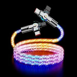Bidirectional 90 Degree Dual USB C LED Light Up Colorful Flowing Charge Cable,180°Rotating Angle Car RGB Glowing Charger Cord for 16/15 Pro Max/ Pro/ Bidirectional 90 Degree Dual USB C LED Light Up Colorful Flowing Charge Cable,180°Rotating Angle Car RGB Glowing Charger Cord for 16/15 Pro Max/ Pro/