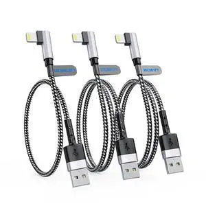 3Pack Right Angle Short Charge Cable, 90 Degree USB A to Lightning Cable 15cm+30cm+30cm, Nylon Braided Sync Data Charger Cable, Fast Charge Cord for 14 13 12 11 Pro Max Xr 8 7 Plus 3Pack Right Angle Short Charge Cable, 90 Degree USB A to Lightning Cable 15cm+30cm+30cm, Nylon Braided Sync Data Charger Cable, Fast Charge Cord for 14 13 12 11 Pro Max Xr 8 7 Plus
