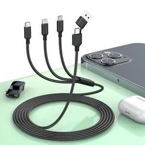 Multi 5 in 1 USB A/Type-C to USB C+Lightning/Micro USB Charging Cable for ,6FT Universal Nylon Braided Sync Data Charger Cord for 14 13 12 11 Plus Pro Max,,,Pixel,Android Multi 5 in 1 USB A/Type-C to USB C+Lightning/Micro USB Charging Cable for ,6FT Universal Nylon Braided Sync Data Charger Cord for 14 13 12 11 Plus Pro Max,,,Pixel,Android