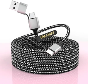 20FT Extra Long USB-C 15/16 Long Charger Cable,6M 3-in-1 60W USB-C+USB-A to Type-C Nylon Braided Sync Data Charging Cord for 16 15 Pro Max Plus, Pro,Android,,Pixel 20FT Extra Long USB-C 15/16 Long Charger Cable,6M 3-in-1 60W USB-C+USB-A to Type-C Nylon Braided Sync Data Charging Cord for 16 15 Pro Max Plus, Pro,Android,,Pixel
