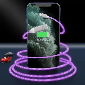 2M/6FT Flowing LED Light Up Lightning Charge Cable, Glowing /iOS Charger Adapter Sync Data Connector Cord for Car with 13/12 Pro Max /11 Pro/XR/XS Max/X/8 7 SE 2020,/iPod (Purple) 2M/6FT Flowing LED Light Up Lightning Charge Cable, Glowing /iOS Charger Adapter Sync Data Connector Cord for Car with 13/12 Pro Max /11 Pro/XR/XS Max/X/8 7 SE 2020,/iPod (Purple)