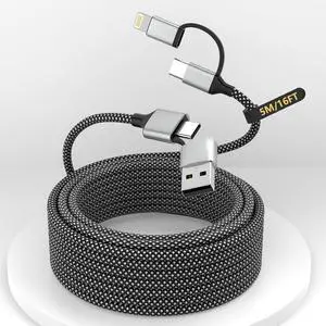 16FT Long Multi 4 in 1 USB C Cable Lightning Charging Cable,5M 60W Fast Charger & Data Transfer, Charger Cord with Lightning/Type C/USB A for 15/14/13/12,MacBook,, 16FT Long Multi 4 in 1 USB C Cable Lightning Charging Cable,5M 60W Fast Charger & Data Transfer, Charger Cord with Lightning/Type C/USB A for 15/14/13/12,MacBook,,