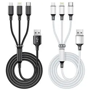 Travel Essentials Multi USB Charging Cable 3A, (2Pack 6.6FT) Charging Cable | 3 in 1 Phone Charger Cord with Type-C, Micro USB Compatible with Tablets iPhone 17-8 Samsung Galaxy(Charging Only) Travel Essentials Multi USB Charging Cable 3A, (2Pack 6.6FT) Charging Cable | 3 in 1 Phone Charger Cord with Type-C, Micro USB Compatible with Tablets iPhone 17-8 Samsung Galaxy(Charging Only)