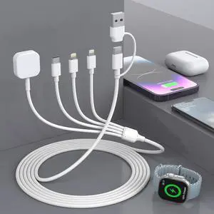 Multi 4 in 2 Fast Charger Cable for Watch Charger, Type C iWatch Charger Cable for Watch Charger for Series 3/4/5/6/7/8/9/10/SE/Ultra and Compatible with 17-11/(6FT) Multi 4 in 2 Fast Charger Cable for Watch Charger, Type C iWatch Charger Cable for Watch Charger for Series 3/4/5/6/7/8/9/10/SE/Ultra and Compatible with 17-11/(6FT)