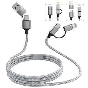 Multi 4 in 1 USB C Cable Lightning Charging Cable,60W Fast Charger & Data Transfer, Charger Cord with Lightning/Type C/USB A for 16/15/14,MacBook,,-6FT/1.8M Multi 4 in 1 USB C Cable Lightning Charging Cable,60W Fast Charger & Data Transfer, Charger Cord with Lightning/Type C/USB A for 16/15/14,MacBook,,-6FT/1.8M