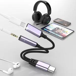 2-in-1 USB-C to 3.5mm Aux Audio Jack Headphone and Charger Cable Splitter,Type-C Earphones Converter Adapter with Video Call+Music+Charge+HiFi+Mic+Control for / Pro//Pixel 2-in-1 USB-C to 3.5mm Aux Audio Jack Headphone and Charger Cable Splitter,Type-C Earphones Converter Adapter with Video Call+Music+Charge+HiFi+Mic+Control for / Pro//Pixel